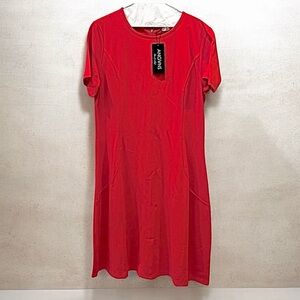 NWT ANGVNS Red Short Sleeve Crew Neck Sheath Dress Size XL.